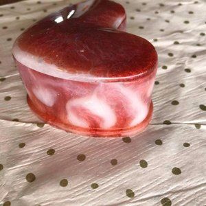 White & Red Hearth Shaped Jewelry Trinket Box